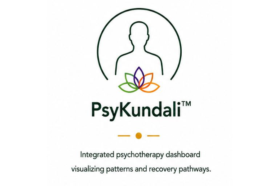 PsyKundali integrated psychotherapy dashboard logo with mental wellness and recovery pathway visualization design.