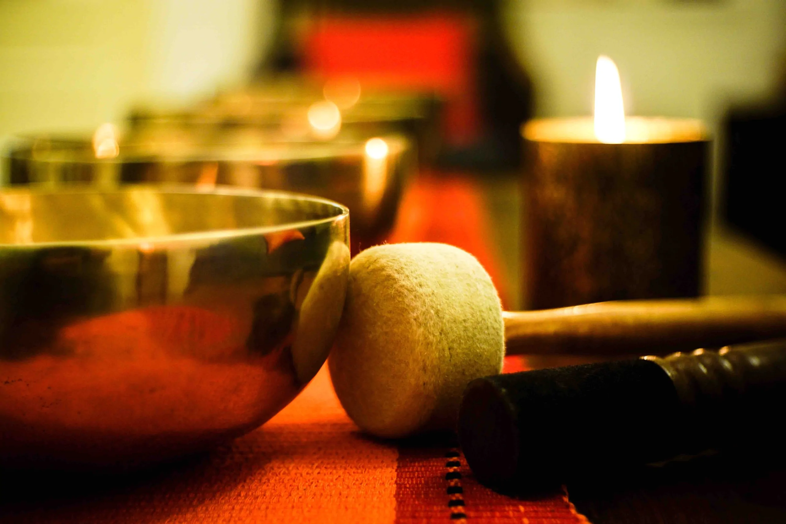 Singing Bowls photograph with hammer