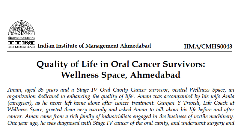 IIM-A case study - singing bowls insomnia and oral cancer
