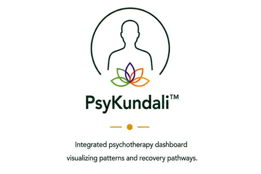 PsyKundali integrated psychotherapy dashboard logo with mental wellness and recovery pathway visualization design.