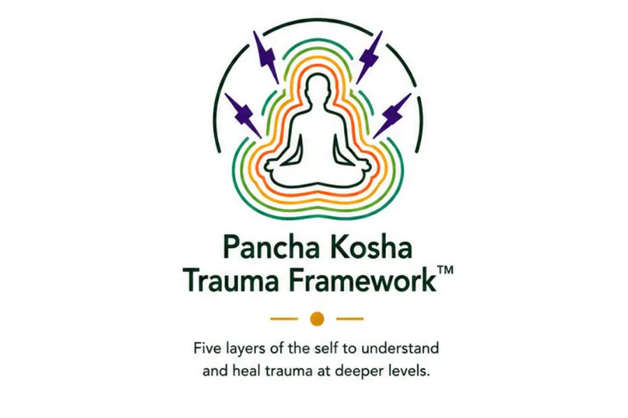 Pancha Kosha Trauma Framework logo representing holistic trauma healing through five layers of the self and mind-body awareness.